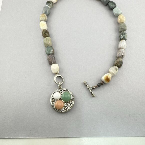Carolyn Pollack Necklace Reversible Rio Blanco Jasper Multi Stone 925 QVC Box - Picture 14 of 16